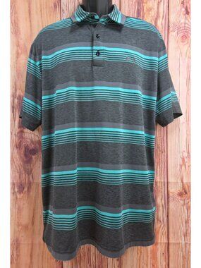Under Armour Mens HeatGear Loose Fit Polo XL Striped Gray & Teal